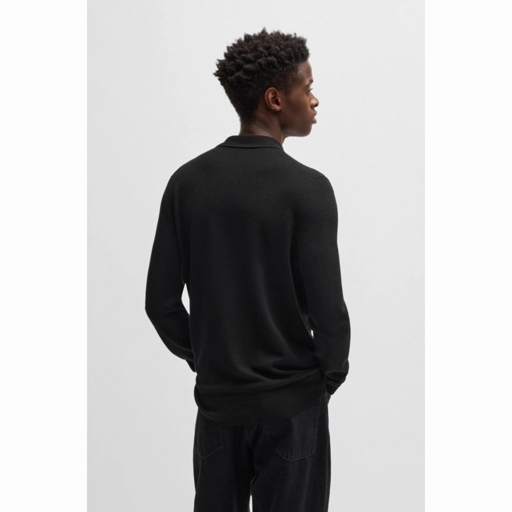 Zip-neck polo sweater with stacked logo