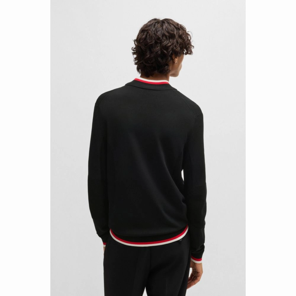 Zip-neck sweater with contrast tipping