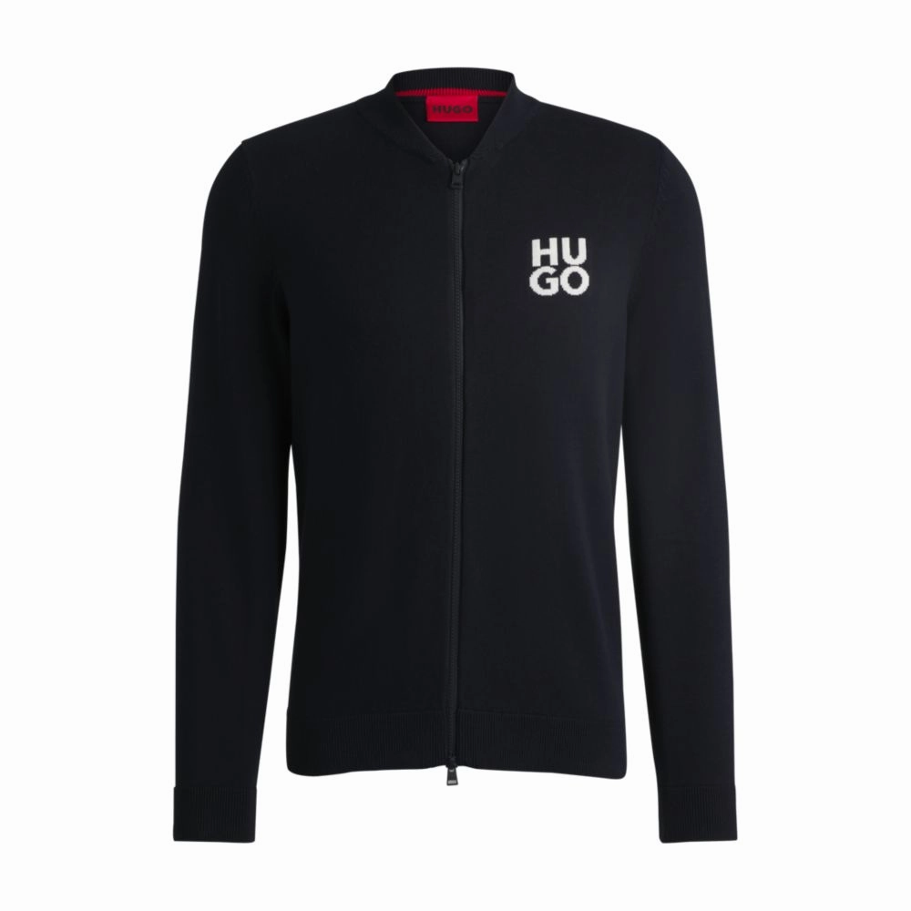 Zip-up cardigan in cotton with stacked logo turtleneck sweaters sale