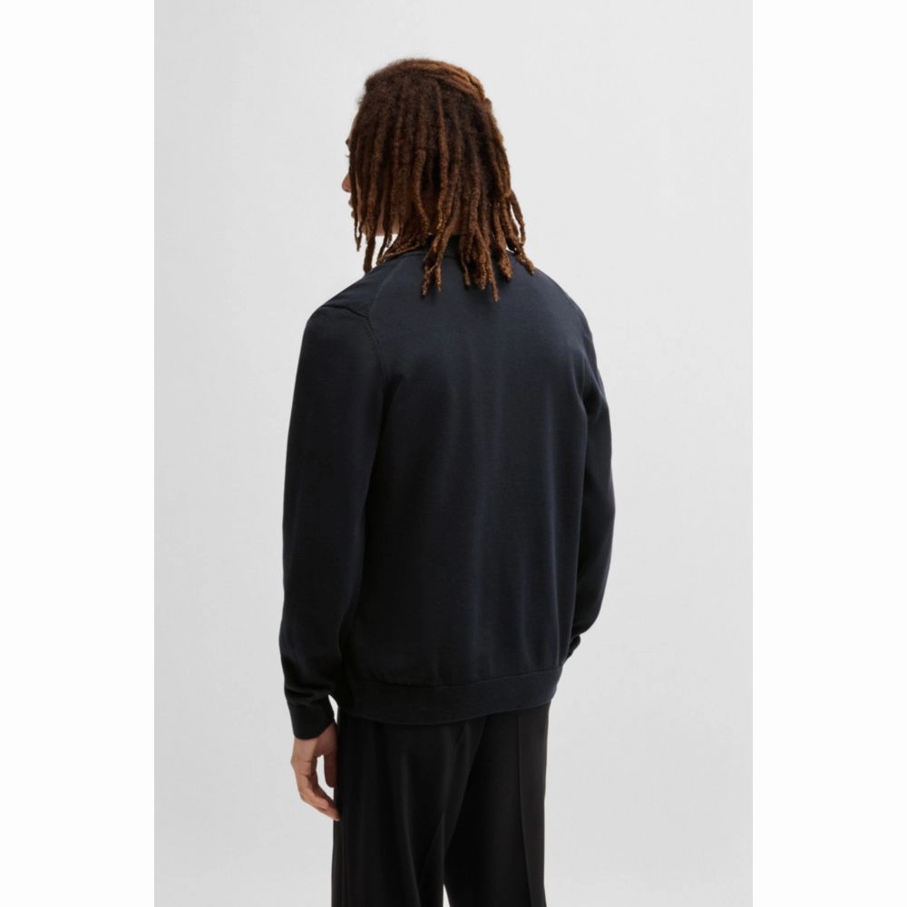 Zip-up cardigan in cotton with stacked logo