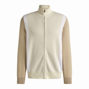 Zip-up cotton cardigan with knitted pinstripes turtleneck sweaters sale