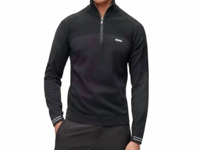 Zolet 001 Zip Neck Sweater In Black chunky knit discount